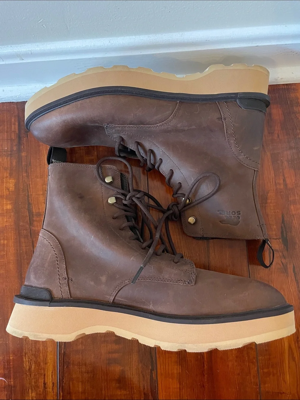 Sorel High Line Combat Boots Men's Brown Leather Lace-Up Chukka